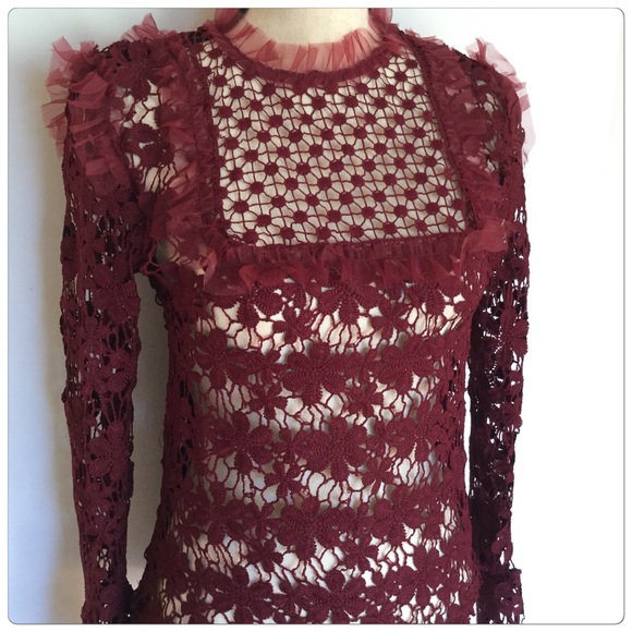 🎉2X Host Pick🎉 Mock Neck Lace Bib Blouse - Picture 5 of 6